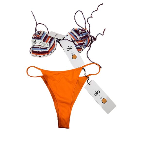 Alo x Tropic of C Rio Bottom in Papaya + Alo x Tropic of C Crochet Praia Top  M - Picture 5 of 10
